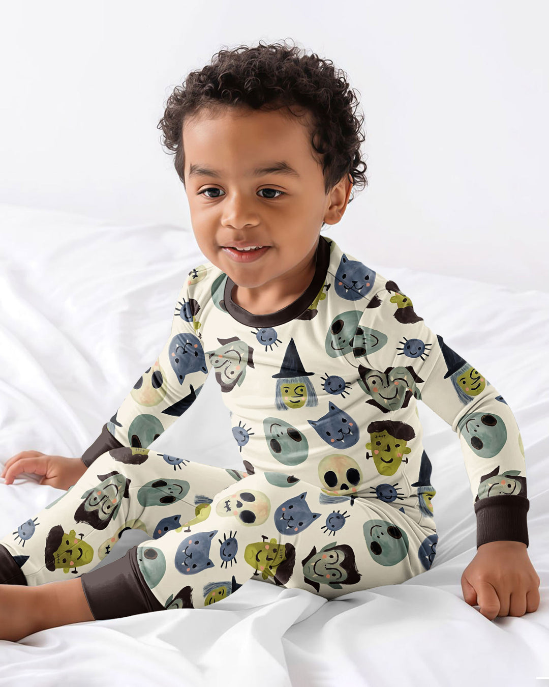 Halloween Face Bamboo Two Piece Long Sleeve Pyjamas Set