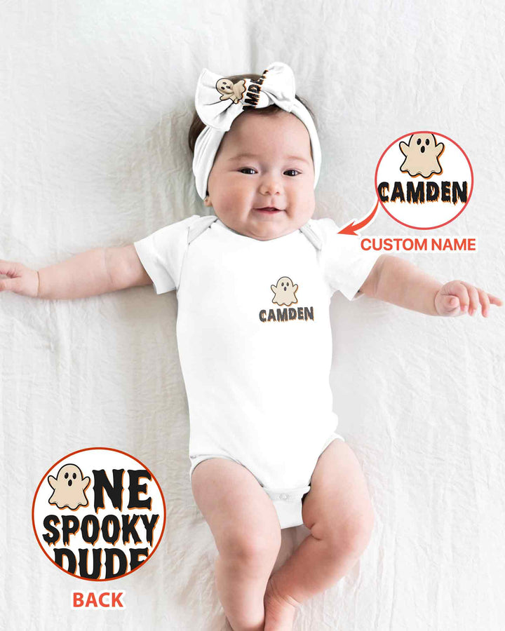 Personalized Ghost Halloween Baby Bamboo Bodysuit