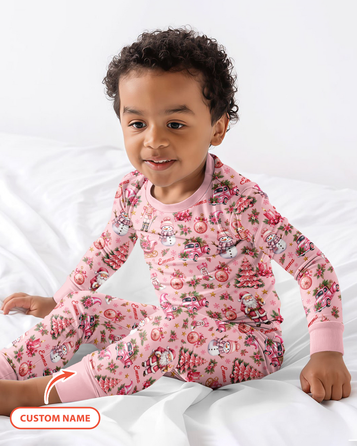 Christmas Tree Pinky Bamboo Two Piece Long Sleeve Pajama Set
