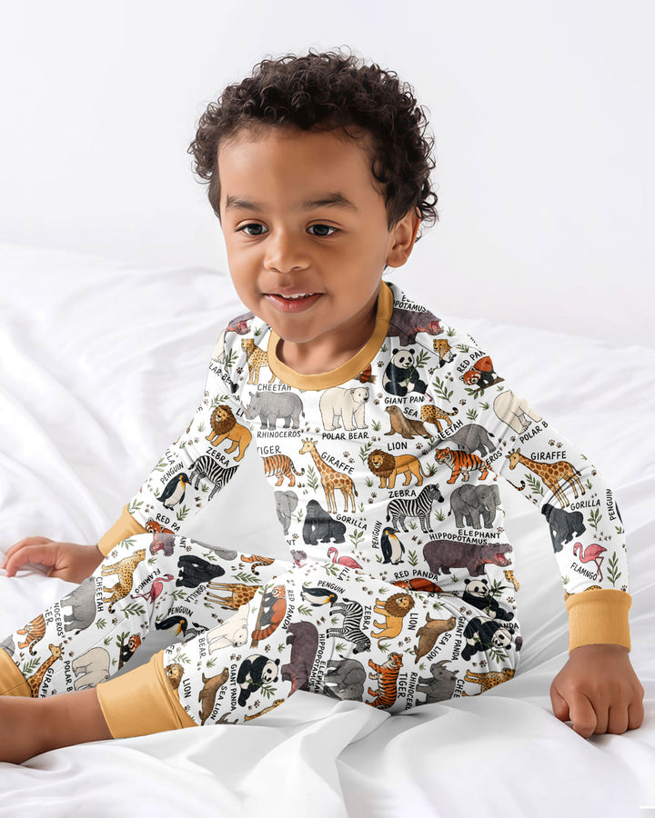 Zoo Animal Bamboo Two Piece Long Sleeve Pajama Set
