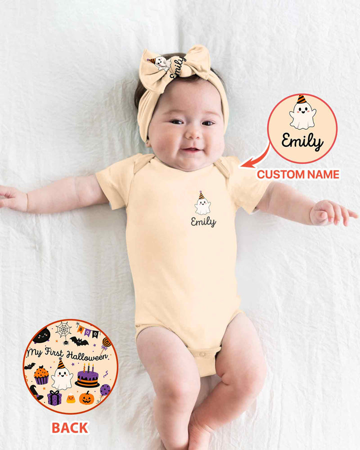 Personalized Baby Boo Ghost Pumpkin My First Halloween Bamboo Bodysuit
