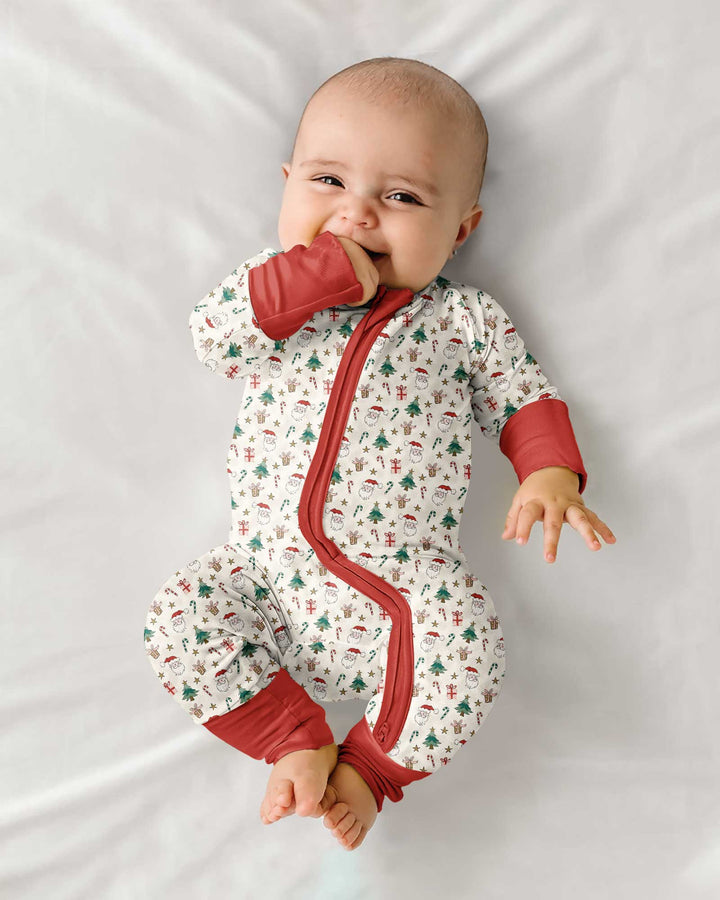 Vintage Santa Christmas Doodles Bamboo Convertible Zippy
