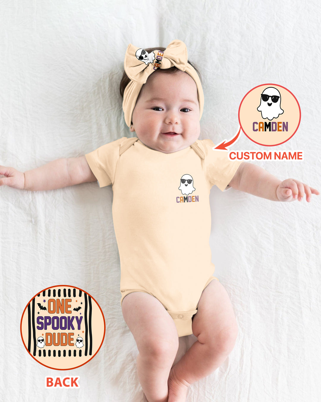 Custom Name Halloween One Spooky Dude Bamboo Bodysuit