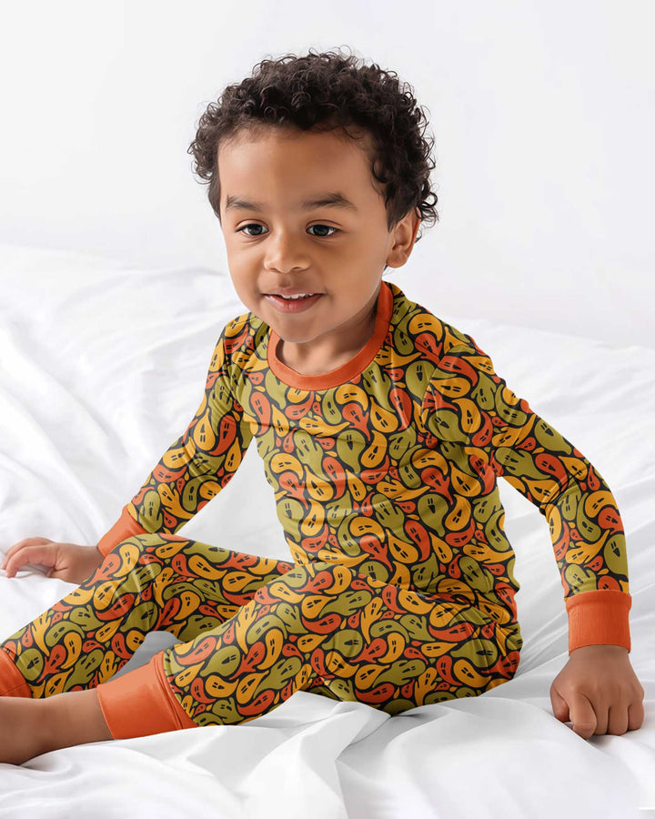 Retro Haunts & Happy Boos Bamboo Two Piece Long Sleeve Pajama Set