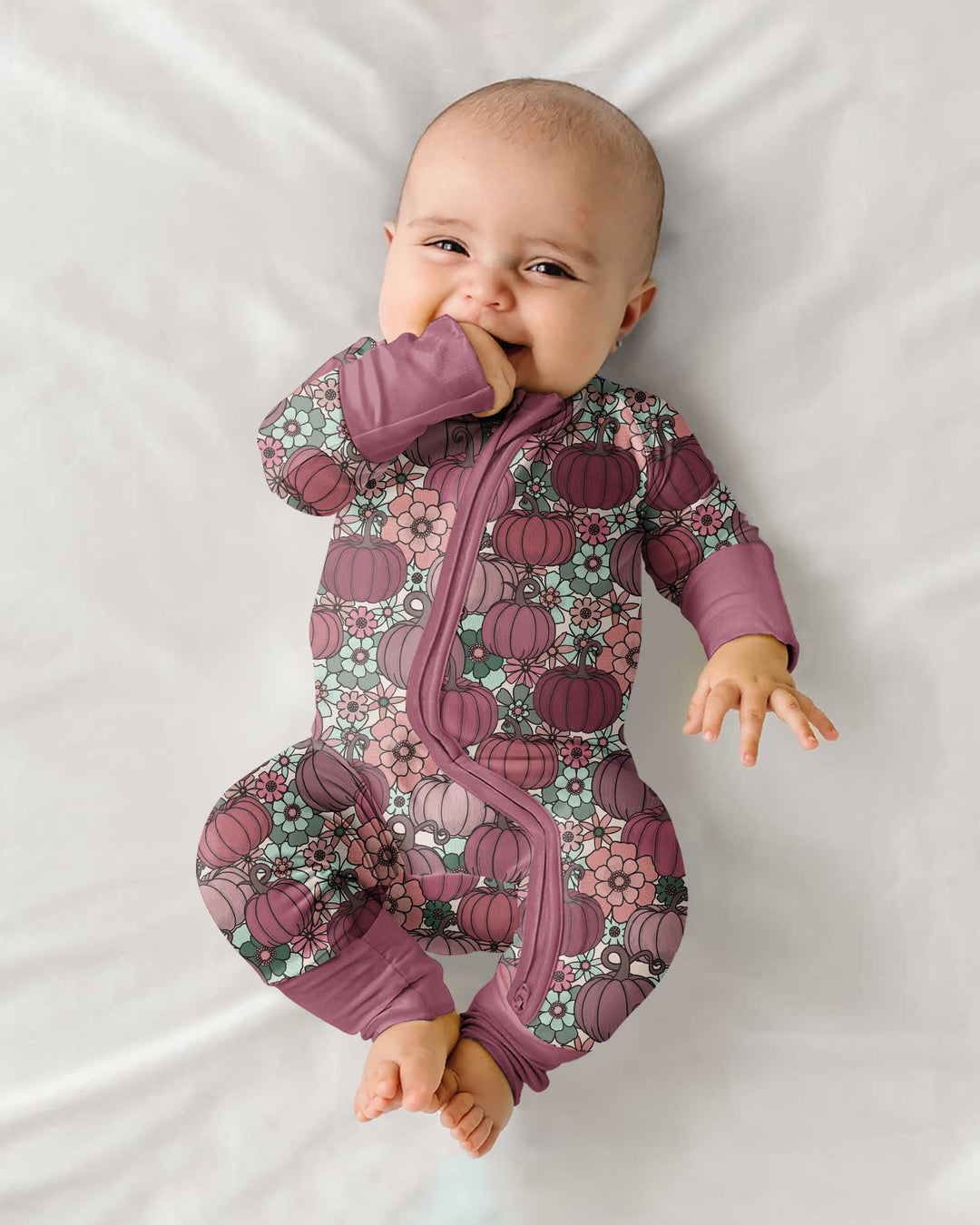 Retro Floral Pumpkin Patch Bamboo Convertible Zippy