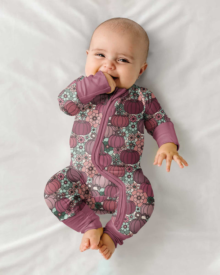 Retro Floral Pumpkin Patch Bamboo Convertible Zippy