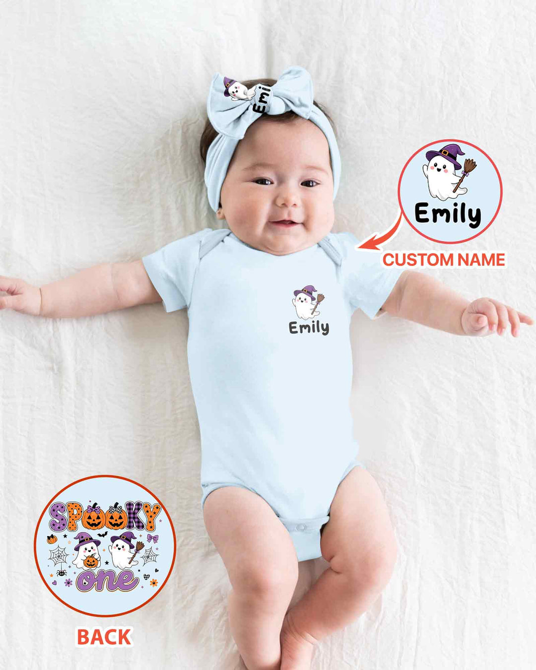 Personalized Spooky One Baby Boo Halloween First Birthday Bamboo Bodysuit