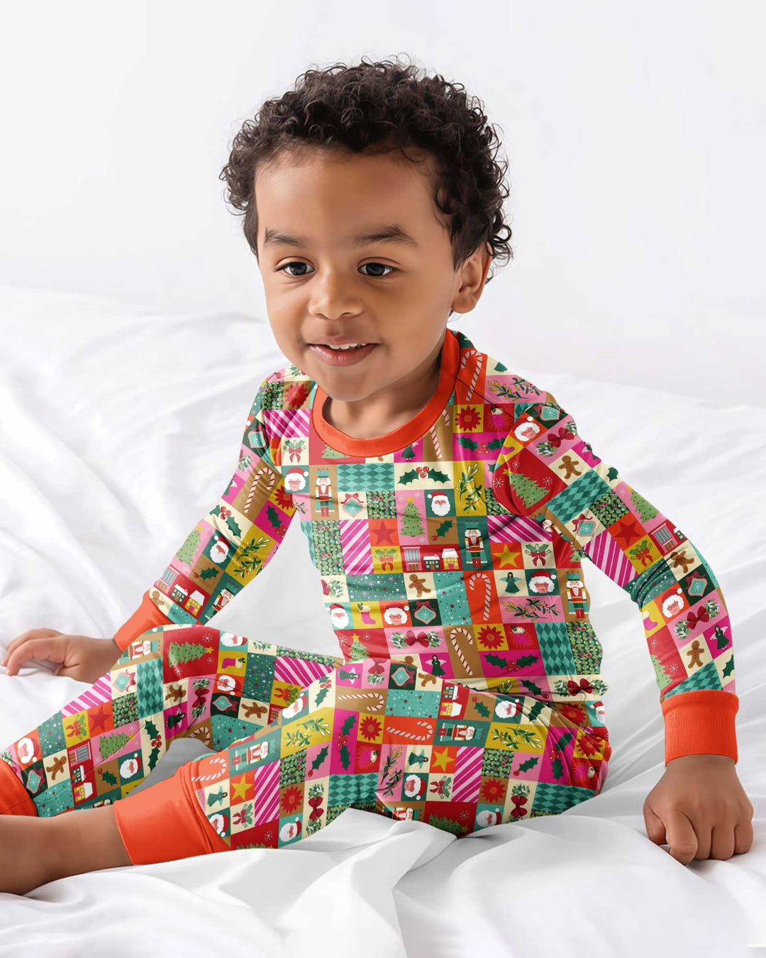 Maximalist Christmas Collage Bamboo Two Piece Long Sleeve Pajama Set