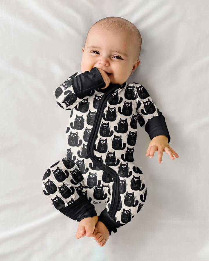 Moody Black Cats in Black and White Bamboo Convertible Zippy