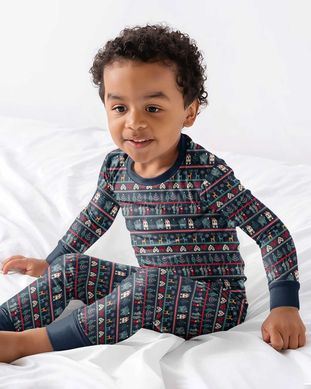 Vintage Nordic Christmas Bamboo Two Piece Long Sleeve Pajama Set