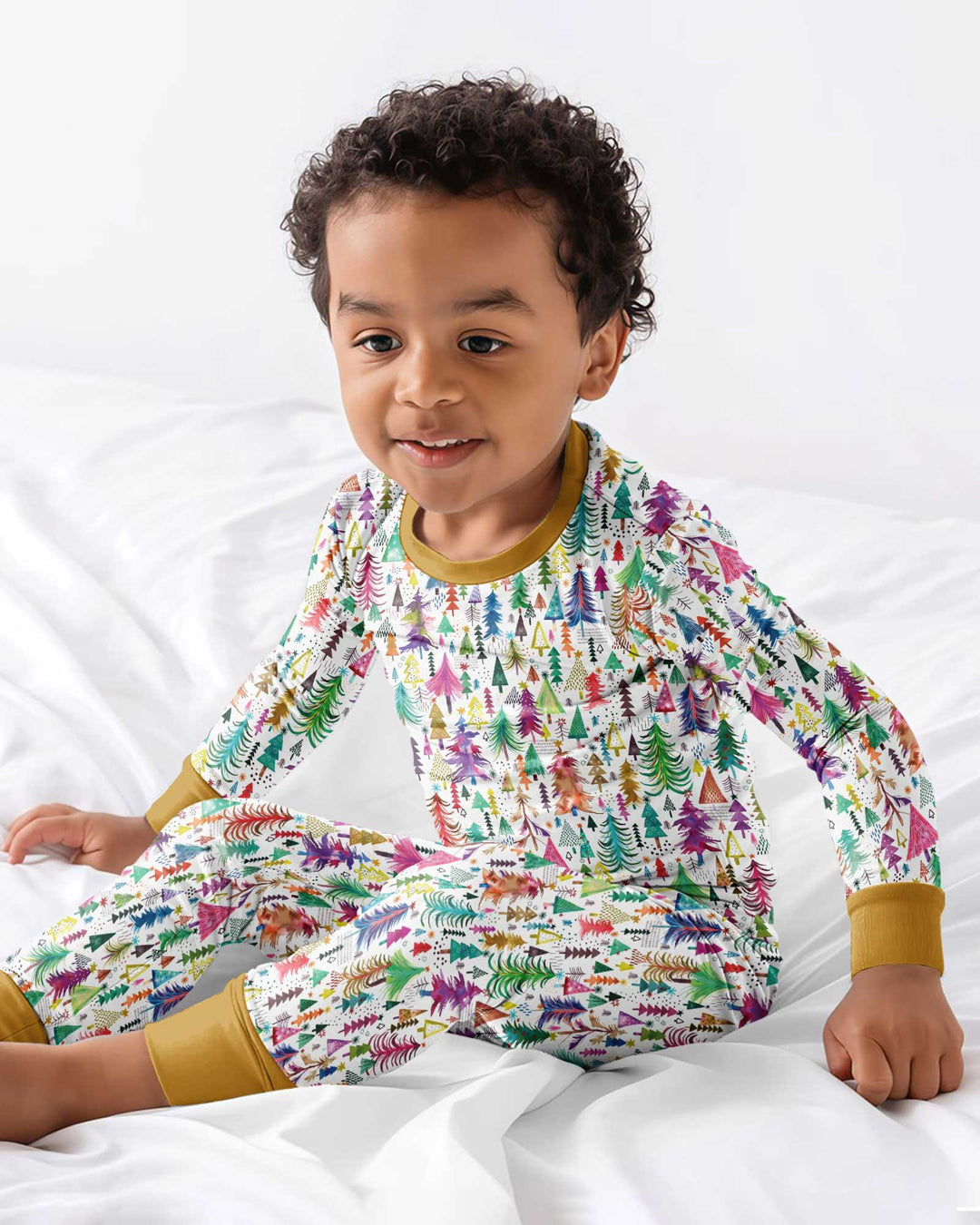 Christmas Trees Decoration Bamboo Two Piece Long Sleeve Pajama Set