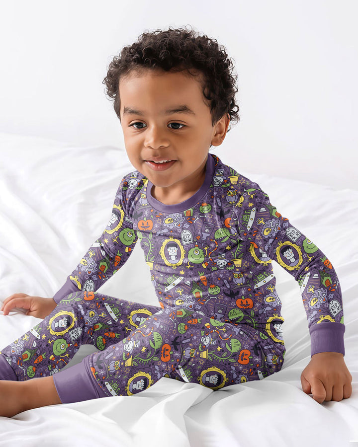 Halloween Monster Fun Bamboo Two Piece Long Sleeve Pajama Set