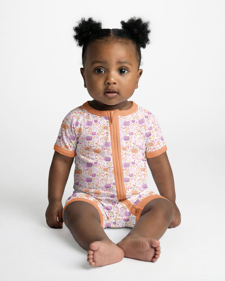 Pastel Pumpkins and Ghosts Bamboo Shorty Zippy