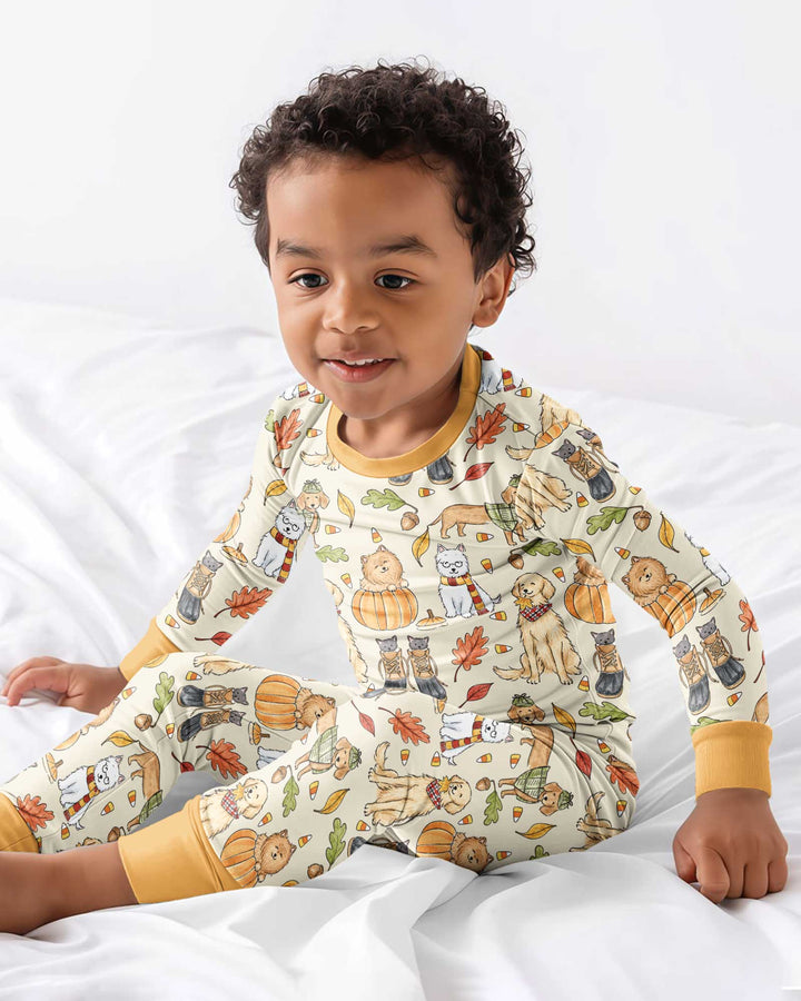Autumn Paws Bamboo Two Piece Long Sleeve Pajama Set