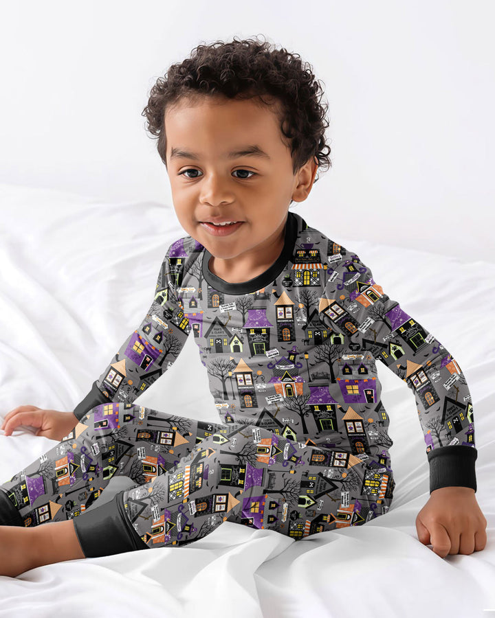 Halloween Hometown Bamboo Two Piece Long Sleeve Pajama Set