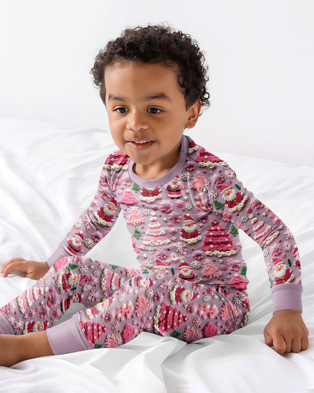Pink Snowmen Bamboo Two Piece Long Sleeve Pajama Set