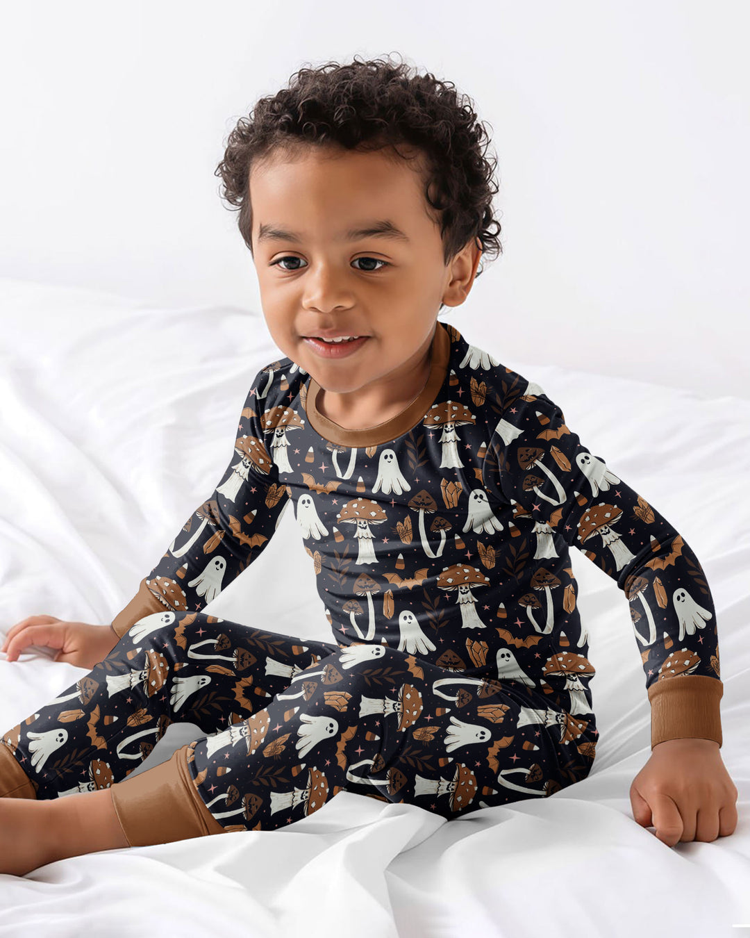 Retro Halloween Whimsy Bamboo Two Piece Long Sleeve Pajama Set