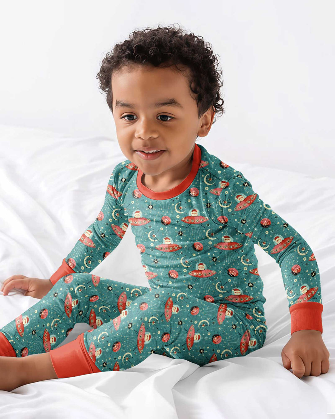Atomic Santas in Space Bamboo Two Piece Long Sleeve Pajama Set