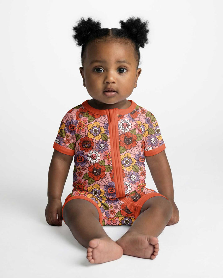 70s Halloween Floral Bamboo Shorty Zippy