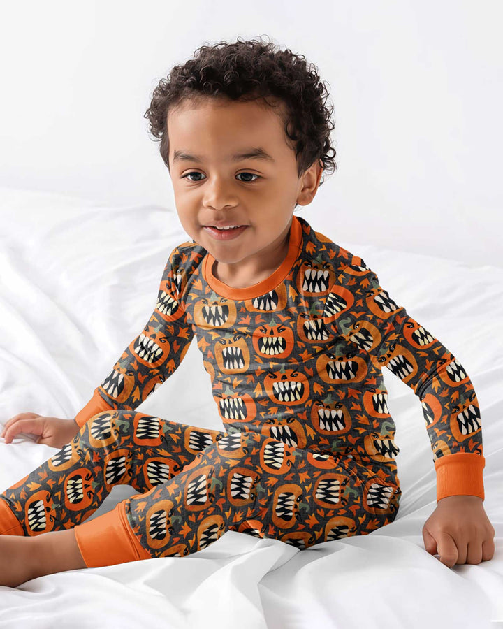 Pumpkin Monsters Bamboo Two Piece Long Sleeve Pajama Set
