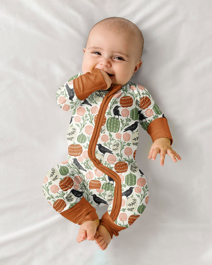 Country Crows with Mums and Pumpkins Bamboo Convertible Zippy