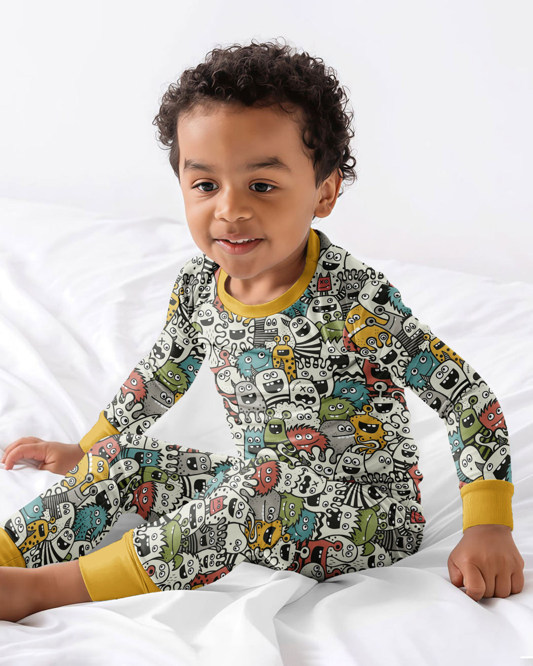 Monsters And Friends Bamboo Two Piece Long Sleeve Pajama Set