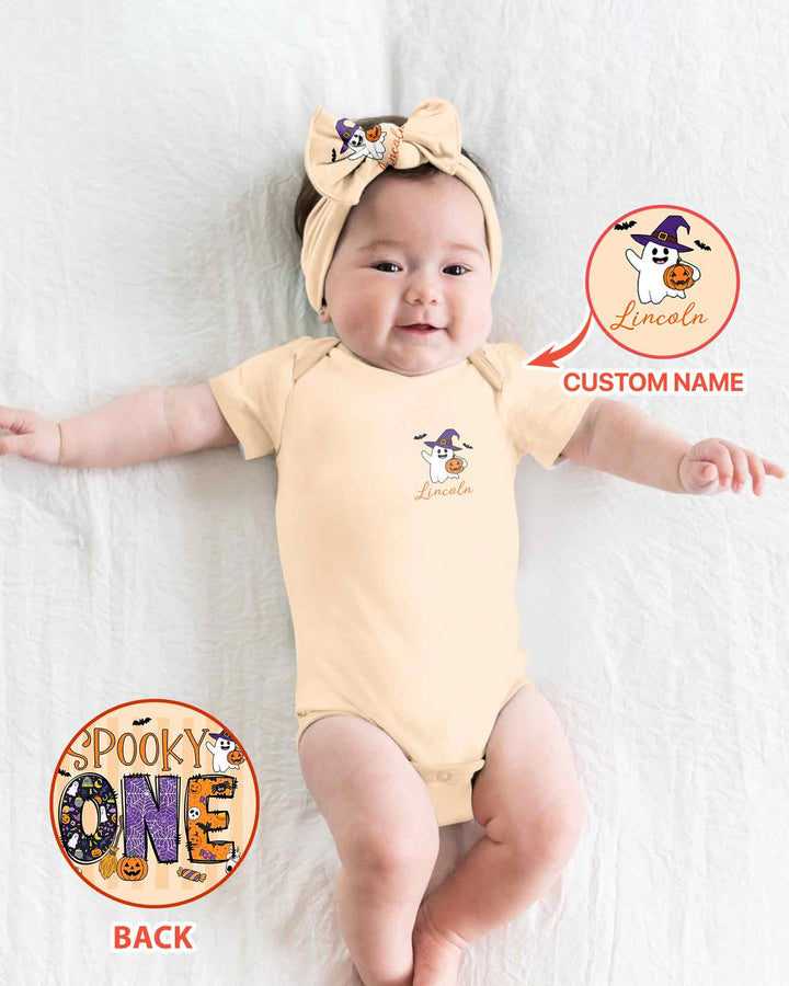 Personalized Spooky One Halloween First Birthday Bamboo Bodysuit