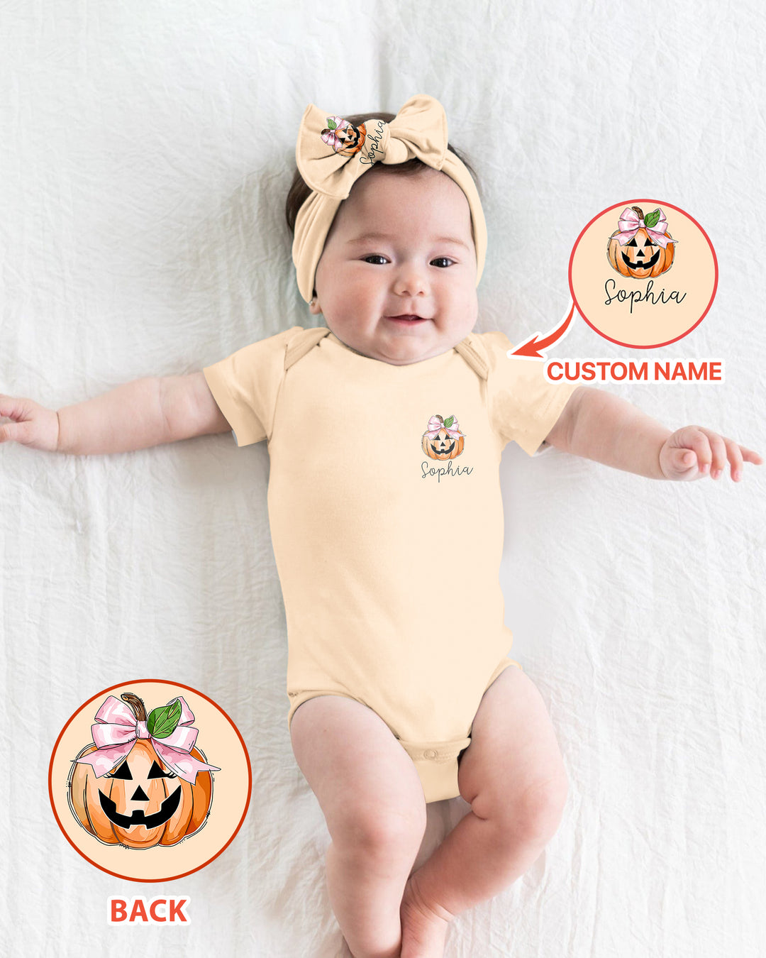 Personalized Name Baby Boo Outfits First Halloween Bamboo Bodysuit