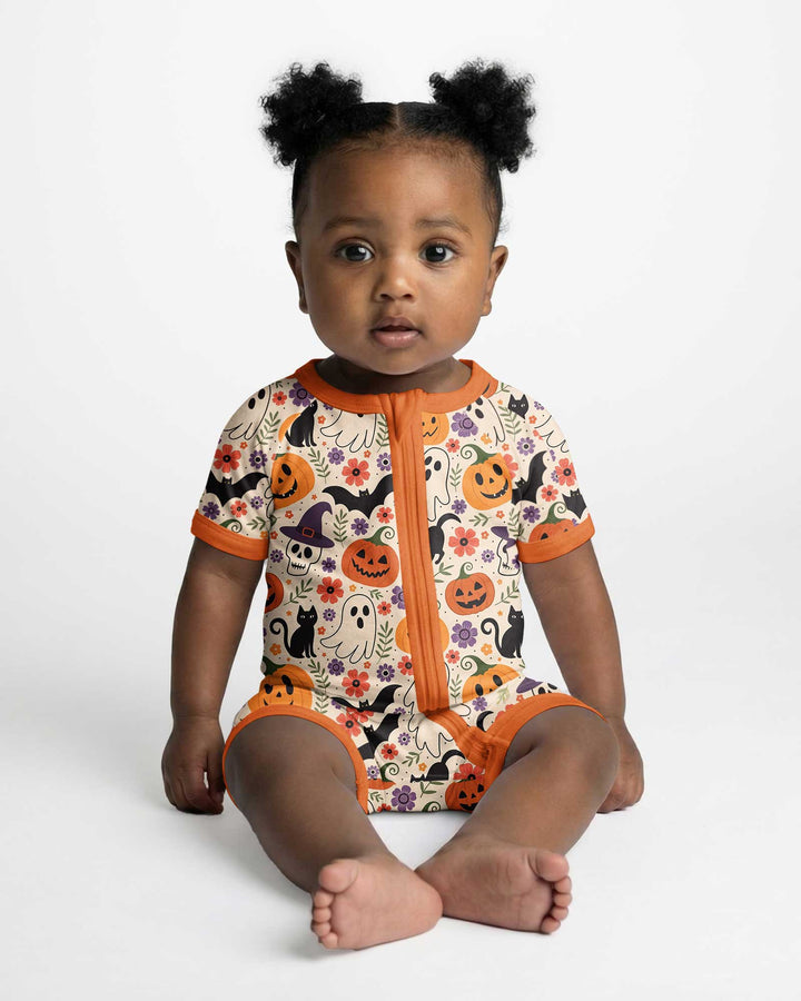 Spooky Halloween Floral Delight Bamboo Shorty Zippy