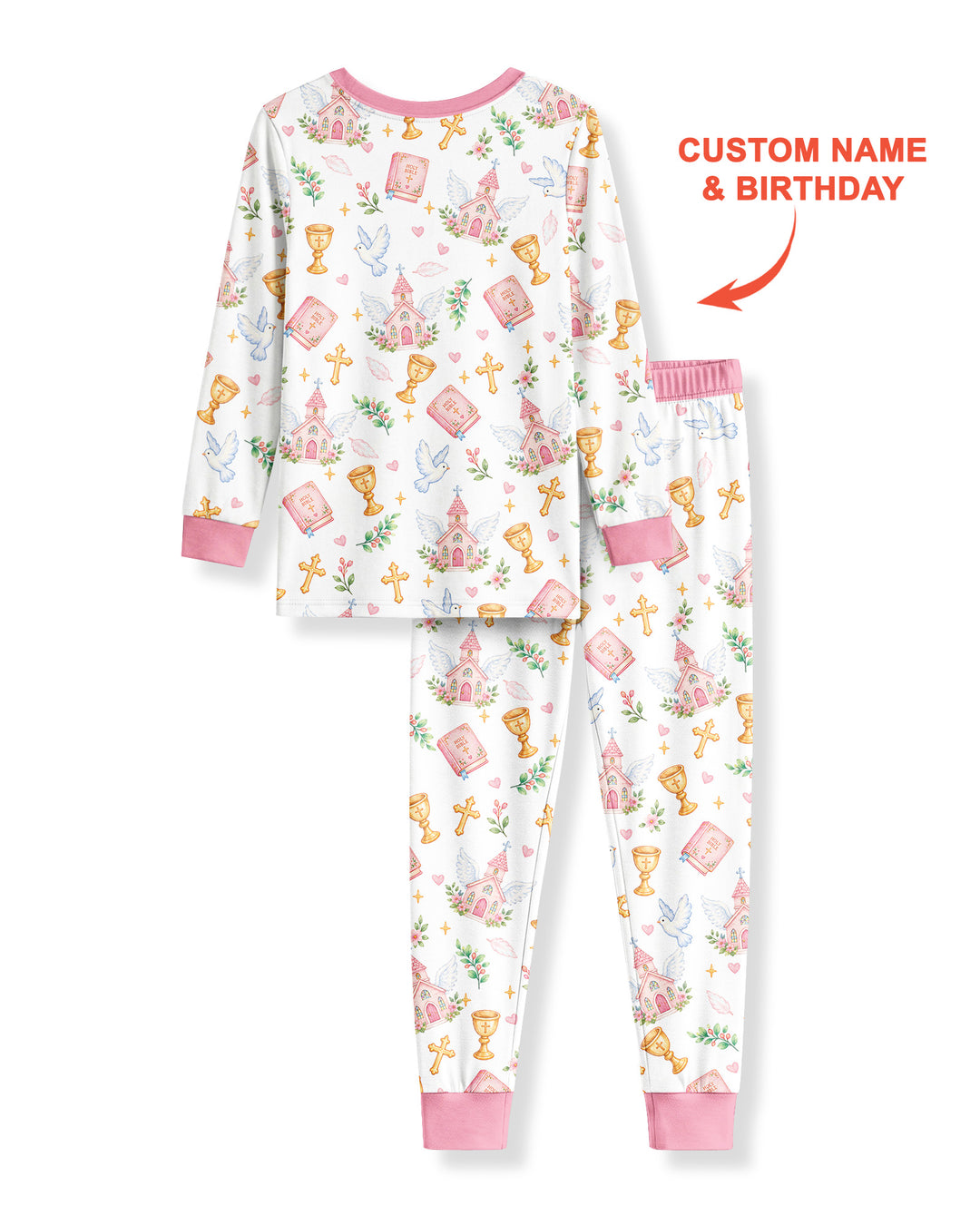 Personalized When I Wake Up It Will Be My Christening Day Bamboo Two Piece Long Sleeve Pajama Set