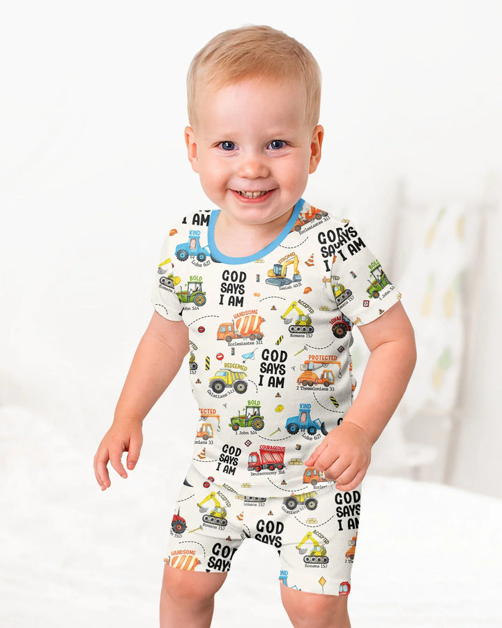 God Says I Am Boy Bamboo Two Piece Short Sleeve Shorts Pajama Set