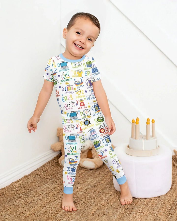 You Are Spanish Alphabet Version Bamboo Two Piece Short Sleeve Pajama Set