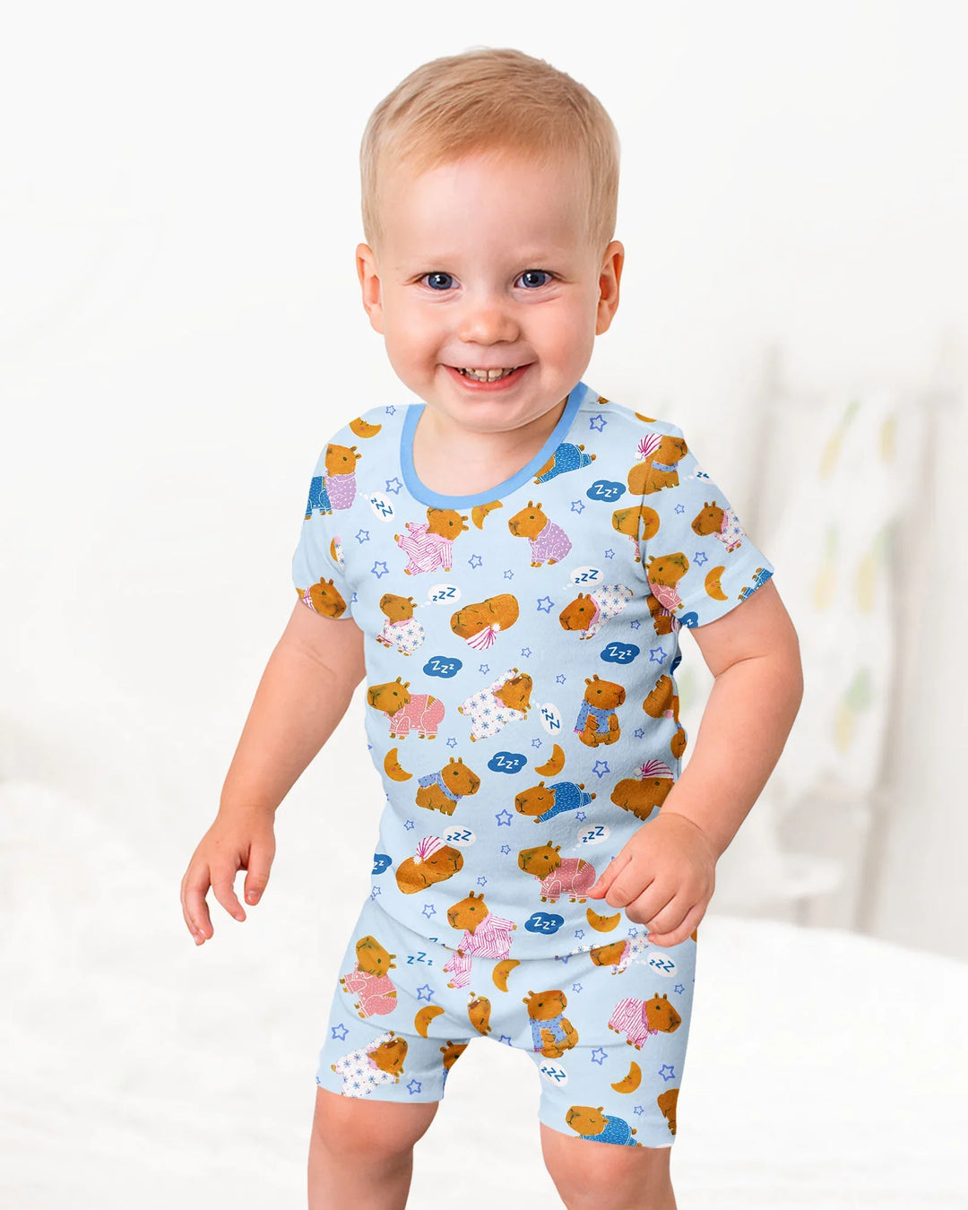 Capyjama Family Matching Bamboo Two Piece Short Sleeve Shorts Pajama Set