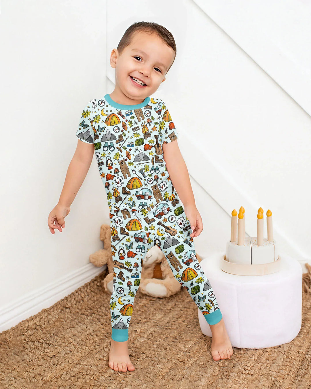 Funny Camper Family Matching Bamboo Two Piece Short Sleeve Pajama Set
