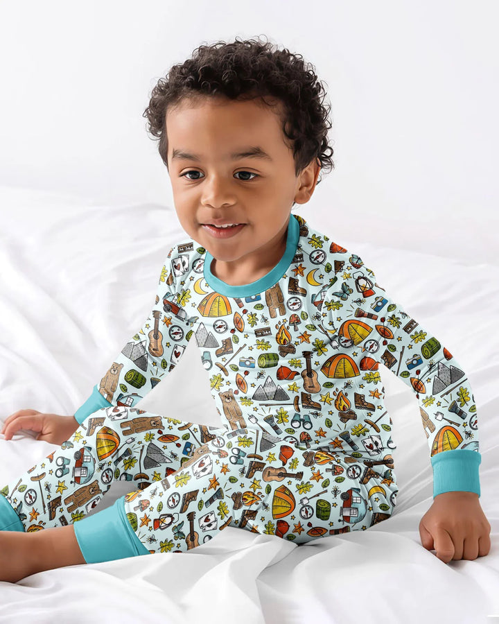 Funny Camper Family Matching Bamboo Two Piece Long Sleeve Pajama Set