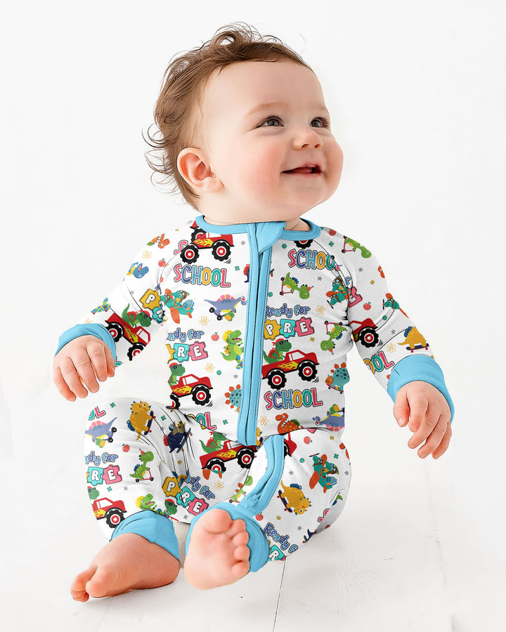 First Day of Preschool T-Rex Bamboo Convertible Zippy