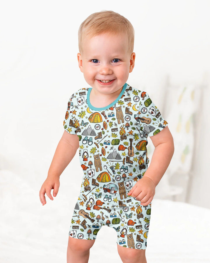 Funny Camper Family Matching Bamboo Two Piece Short Sleeve Shorts Pajama Set