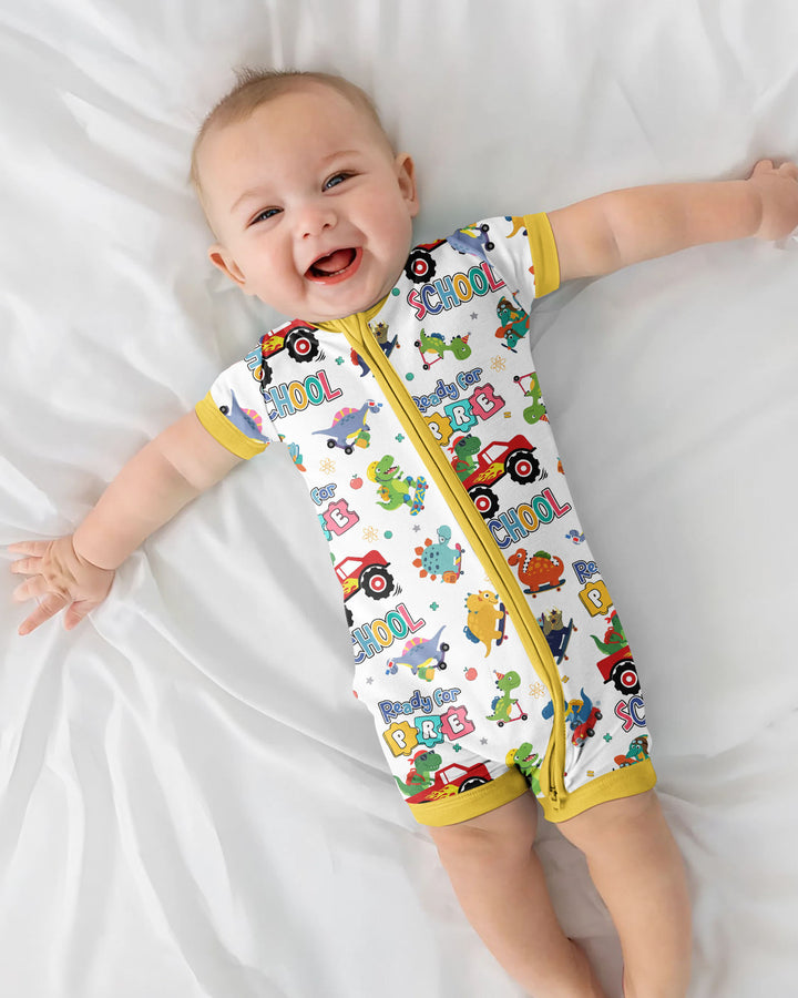 First Day of Preschool T-Rex Bamboo Shorty Zippy