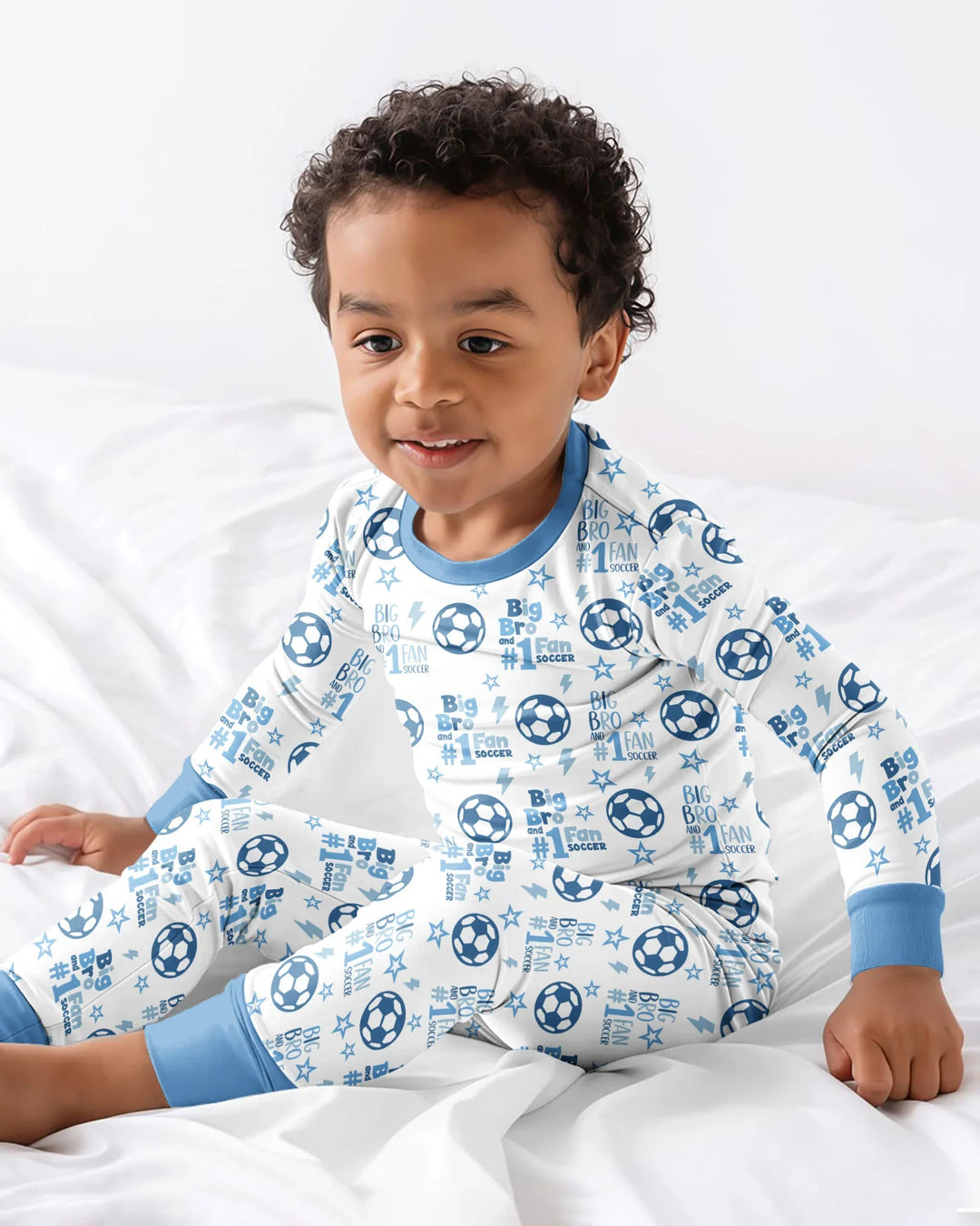 Little Sister and Bro #1 Fan Soccer Bamboo Two Piece Long Sleeve Pajama Set
