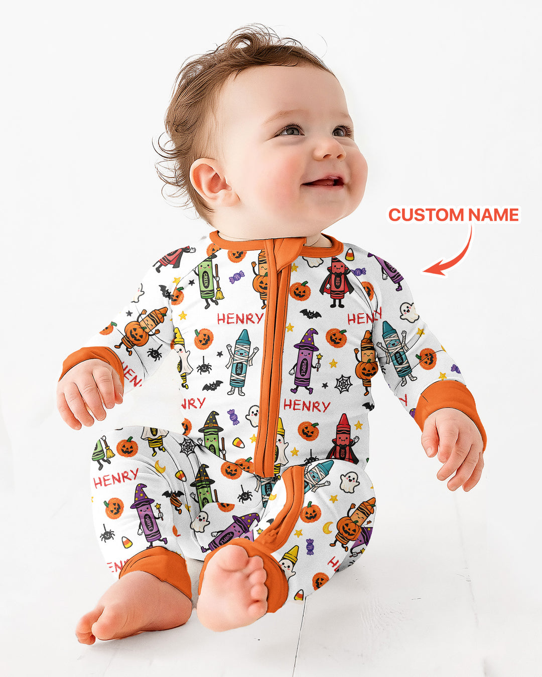 Custom Name Halloween Crayon Bamboo Convertible Zippy