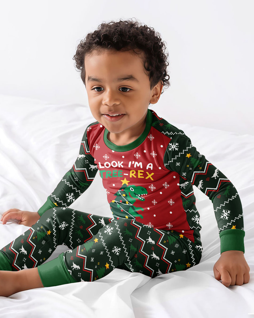 Look I'm Tree-Rex Ugly Christmas Bamboo Two Piece Long Sleeve Pajama Set