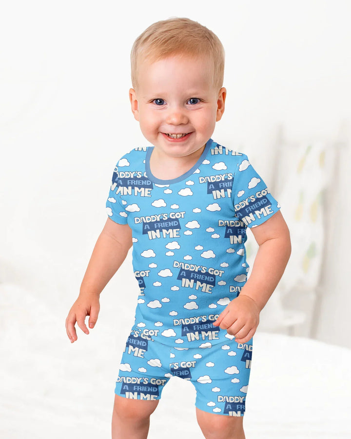Daddy's Got A Friend In Me Bamboo Two Piece Short Sleeve Shorts Pajama Set