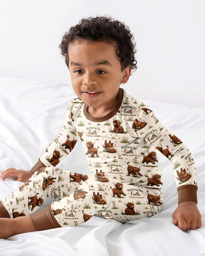 Walking By Faith Tripping Constantly Bamboo Two Piece Long Sleeve Pajama Set