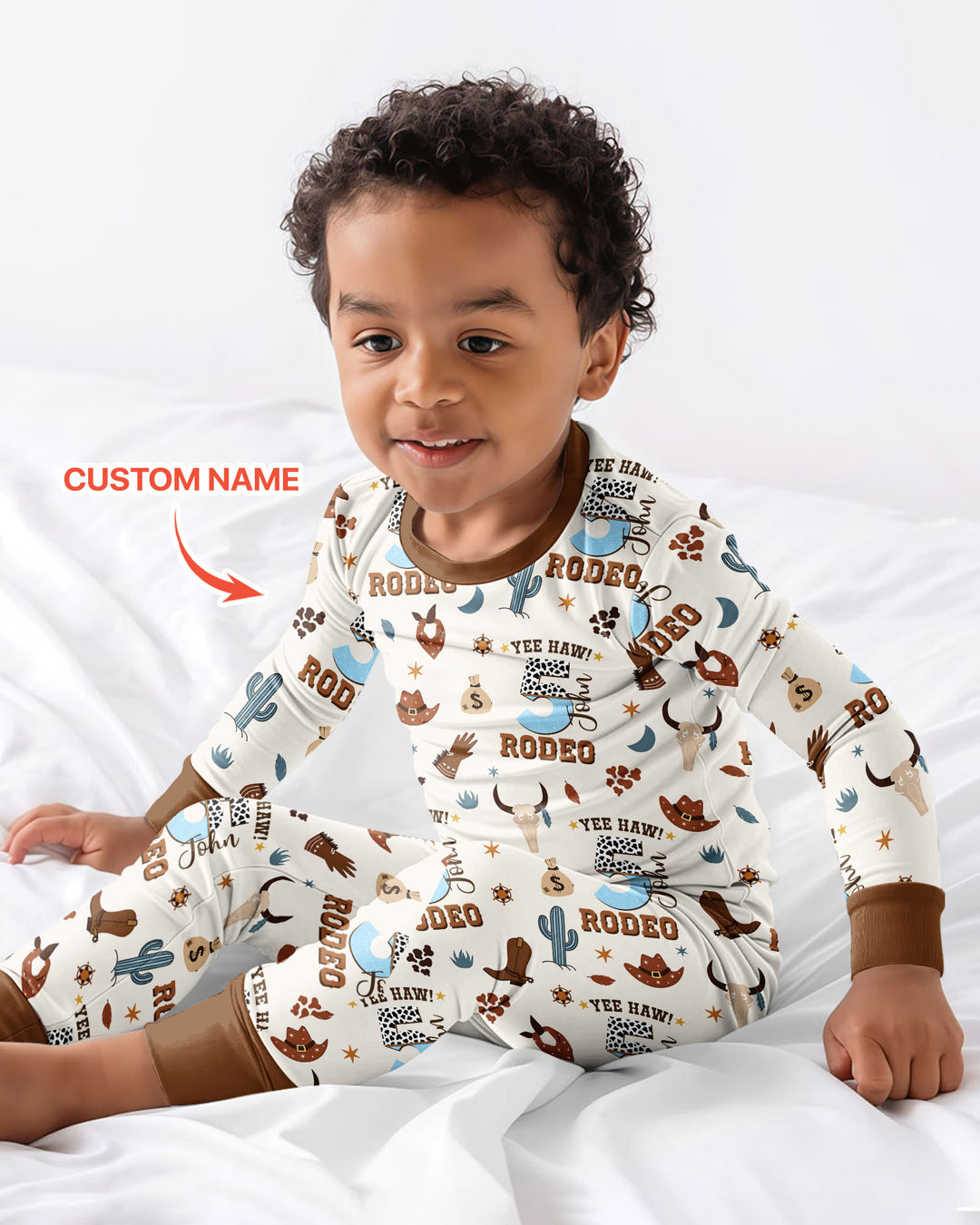 Personalized Cowboy Birthday Rodeo Bamboo Two Piece Long Sleeve Pajama Set