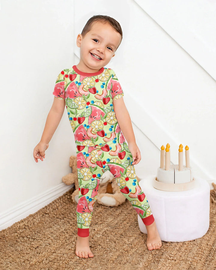 Sweet Summer Fruits Family Matching Bamboo Two Piece Short Sleeve Pajama Set