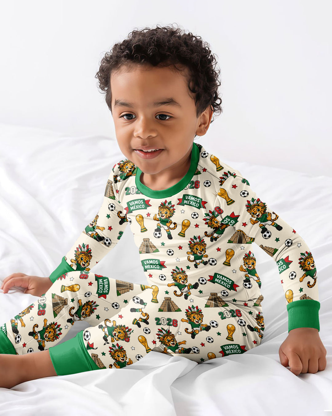 Jaguar 2026 Vamos Mexico Family Matching Bamboo Two Piece Long Sleeve Pajama Set