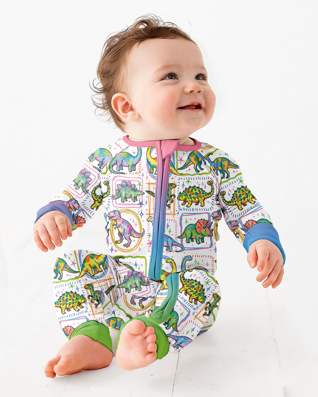 Dinosaur Colorful Stamps Bamboo Convertible Zippy