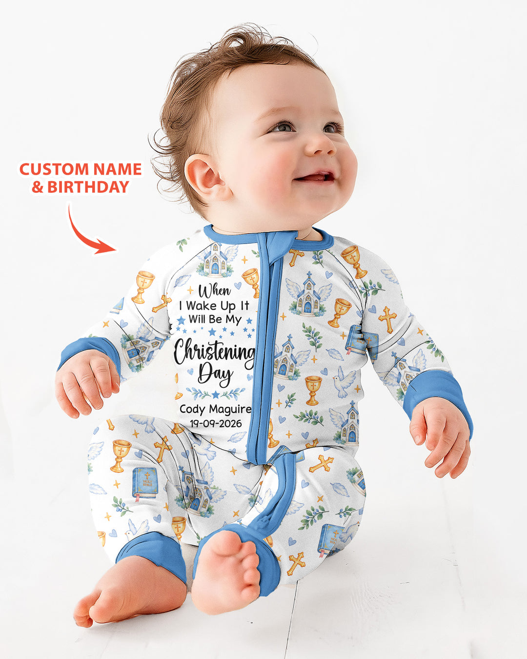 Personalized When I Wake Up It Will Be My Christening Day Bamboo Convertible Zippy