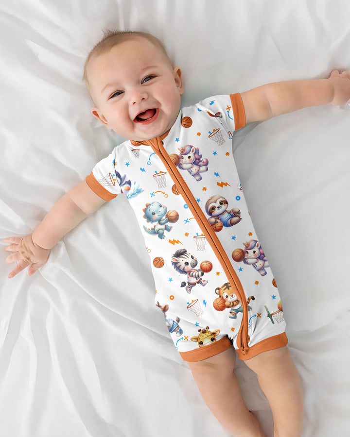 Cartoon Basketball Animals Bamboo Shorty Zippy