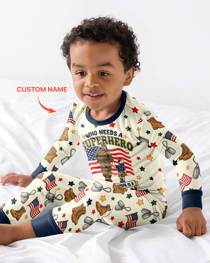 Who Needs Superhero When Your Grandpa Is A Veteran Bamboo Two Piece Long Sleeve Pajama Set